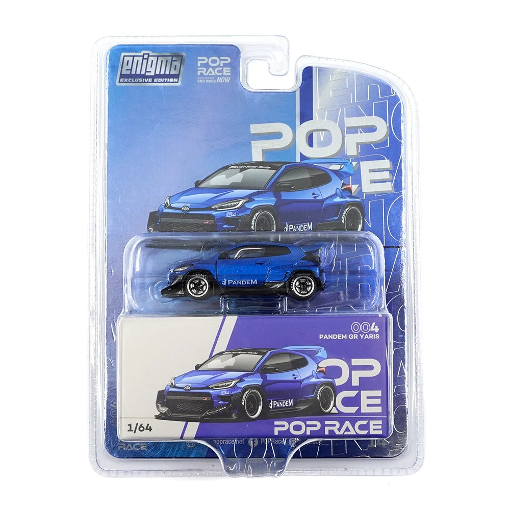 Pop Race X Enigma 1:64 Toyota GR Yaris Pandem Rocket Bunny Metallic Blue in Blister Packaging (PRE004)