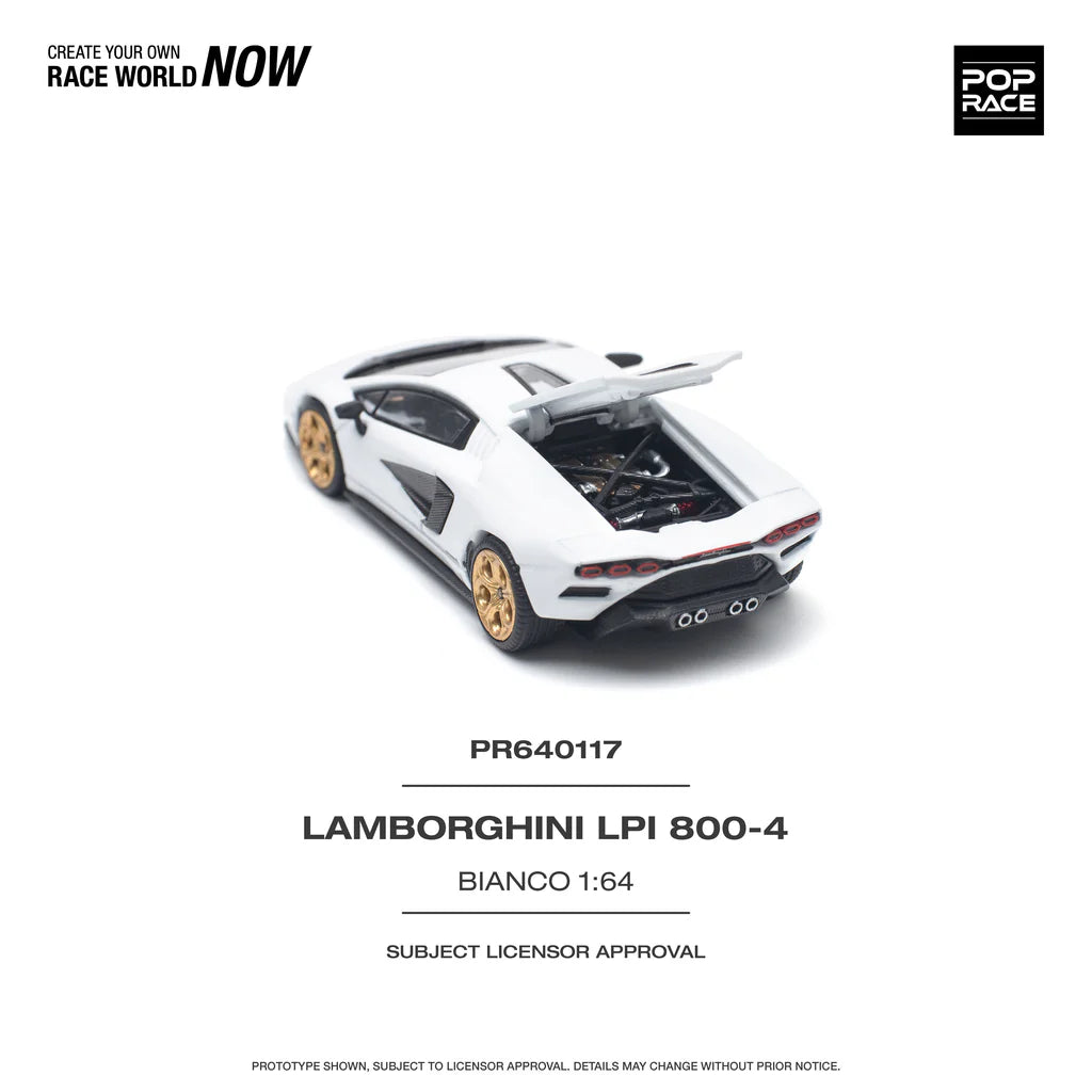 Pop Race 1:64 Lamborghini Countach LPI 800-4 Bianco Siderale Opening Front and Rear Detailed Engine (PR640117)