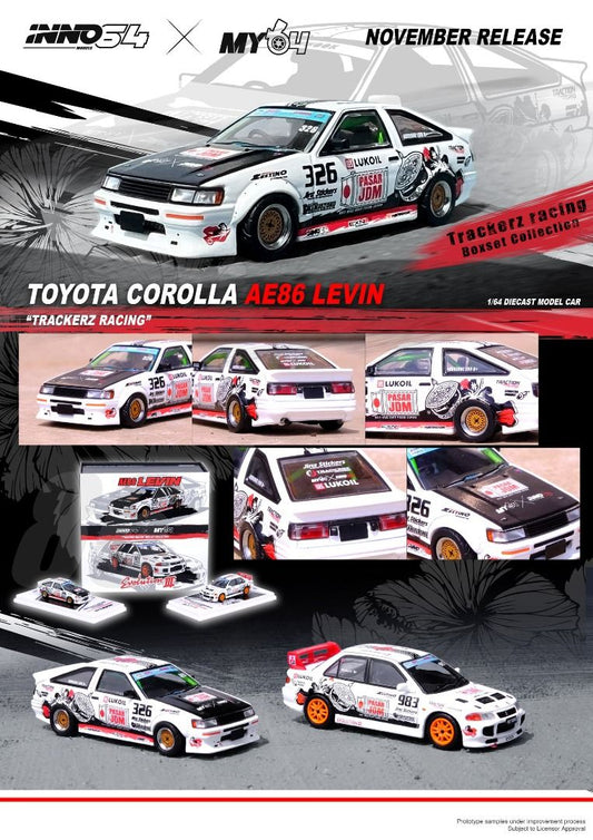 INNO64 1:64 Toyota Corolla AE86 Levin "TRACKERS RACING" Malaysia Special Event Edition