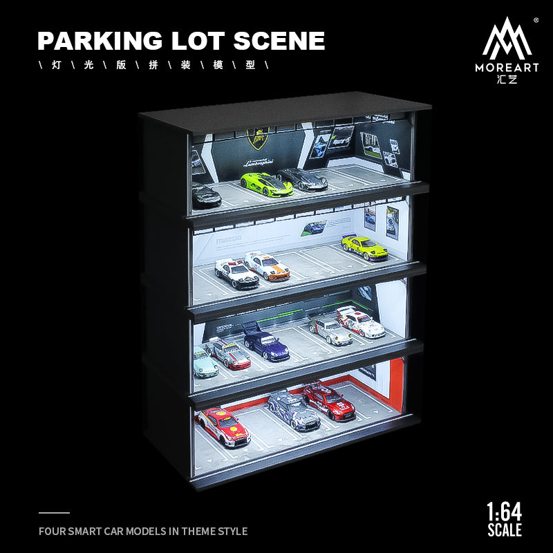 MoreArt 1/64 Car Park Garage Diorama with LED Light- Porsche Edition