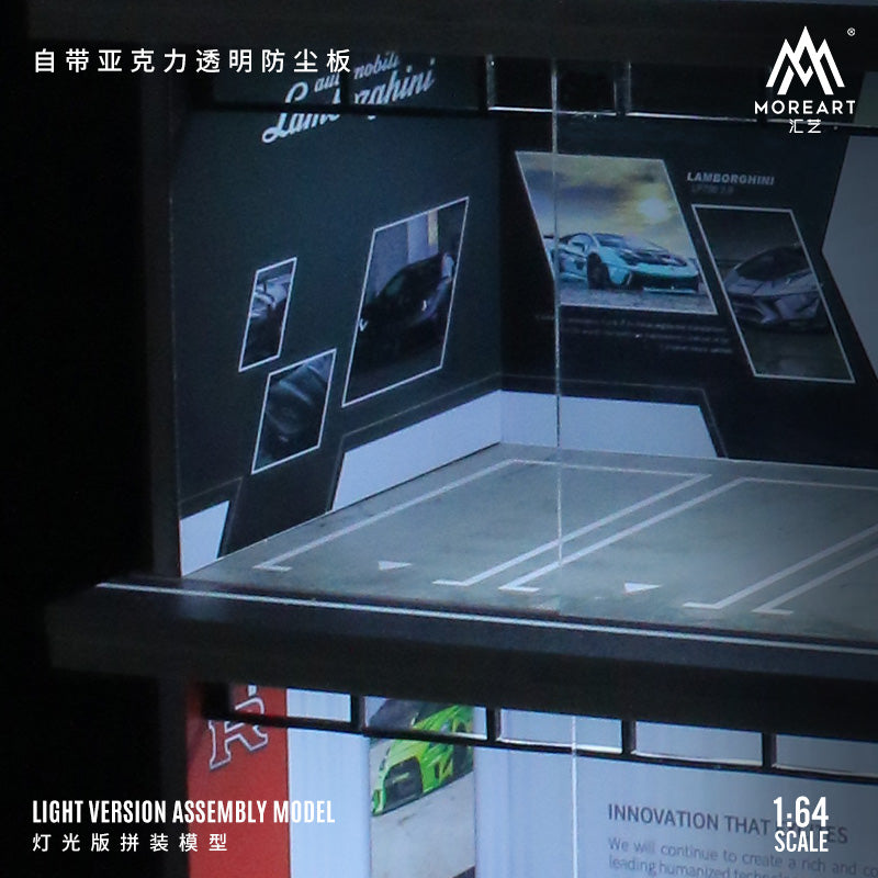 MoreArt 1/64 Car Park Garage Diorama with LED Light- Porsche Edition