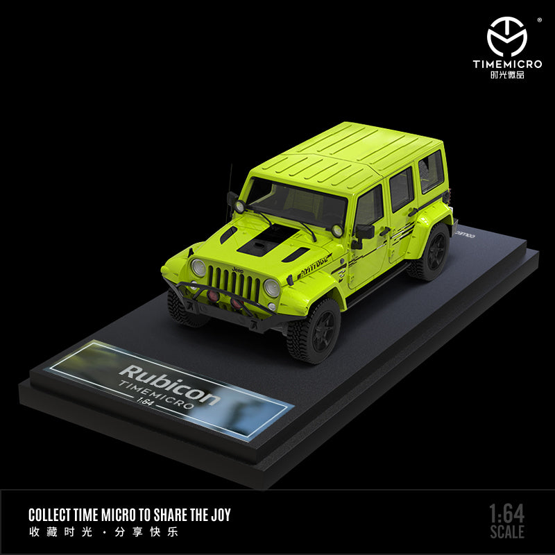 Time Micro 1/64 Jeep Wrangler Rubicon 4x4 4WD SUV Fluorescent Green Diecast Model Car
