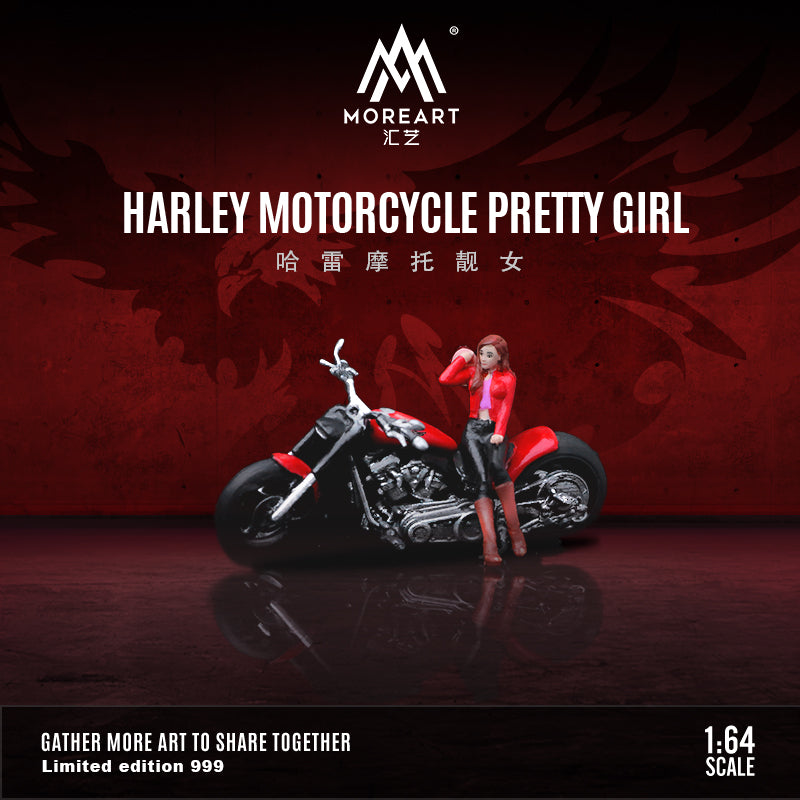 MoreArt 1:64 Harley-Davidson Motorcycle Pretty Girl Doll Set (1 Motorcycle + 1 Figure)