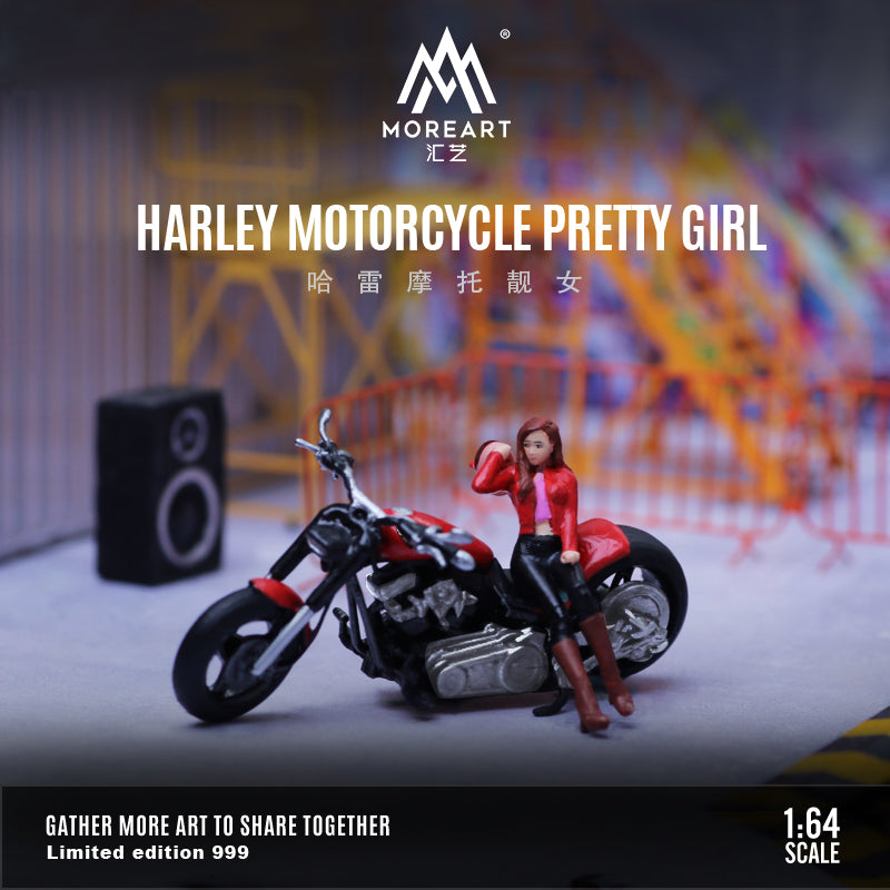 MoreArt 1:64 Harley-Davidson Motorcycle Pretty Girl Doll Set (1 Motorcycle + 1 Figure)