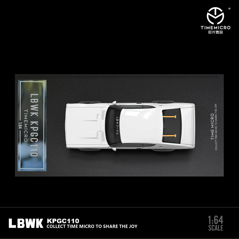 Time Micro 1/64 Nissan Skyline 2000GT-R KPGC110 LBWK Liberty Walk White with model girl miniature figure