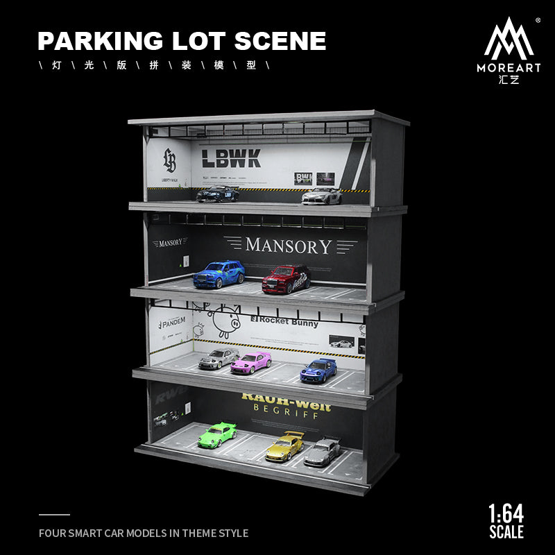 MoreArt 1/64 Car Park Garage Diorama with LED Light- RWB Edition