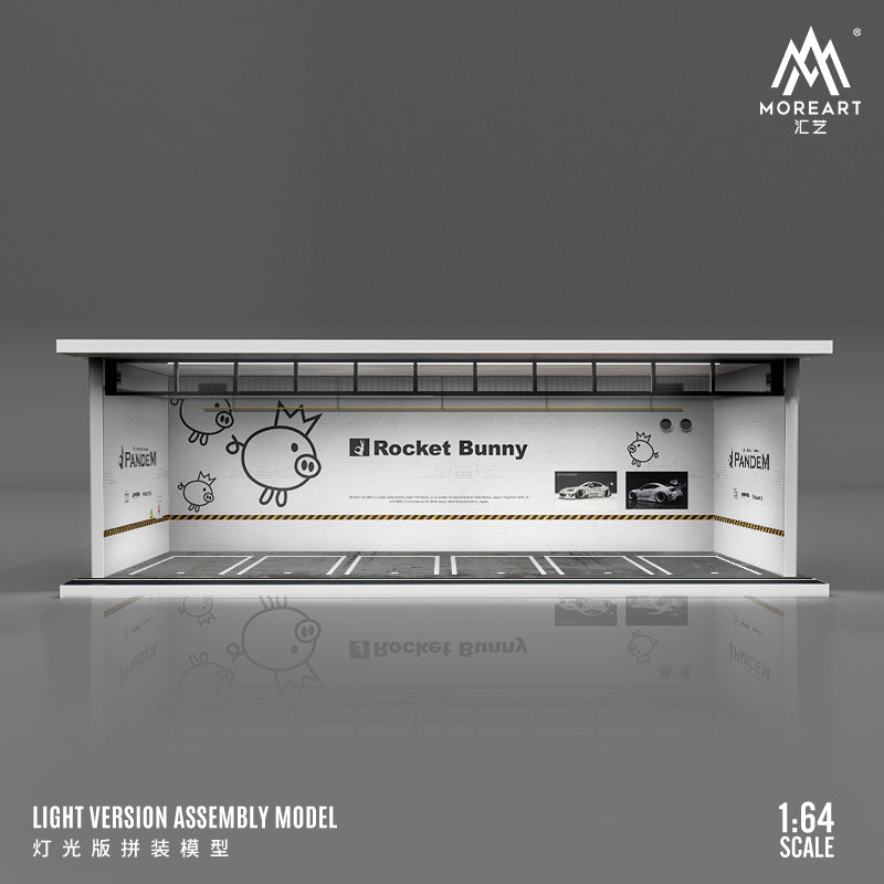 MoreArt 1/64 Parking Lot Scene Diorama with LED Light- Pandam Rocket Bunny Edition