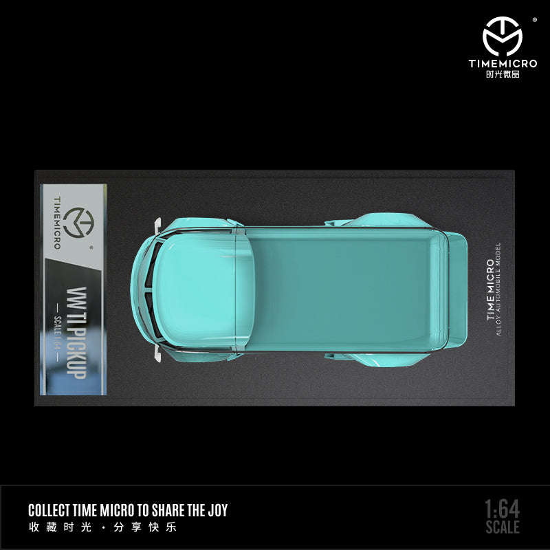 Time Micro 1/64 Volkswagen Kombi T1 Modified Wide Body Camper Van- Tiffany Blue with Mini Human Figure