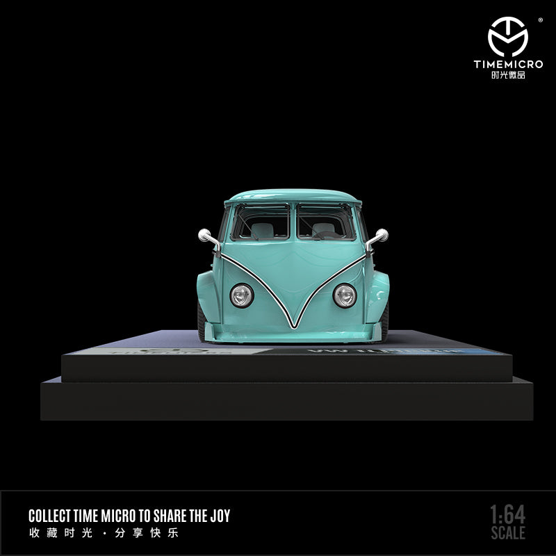 Time Micro 1/64 Volkswagen Kombi T1 Modified Wide Body Camper Van- Tiffany Blue with Mini Human Figure