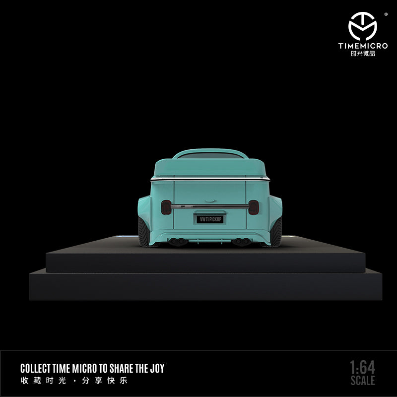 Time Micro 1/64 Volkswagen Kombi T1 Modified Wide Body Camper Van- Tiffany Blue with Mini Human Figure