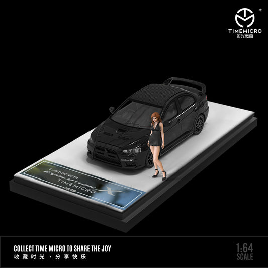 Time Micro 1/64 Mitsubishi Lancer Evolution X Evo 10 Black with model girl miniature figure