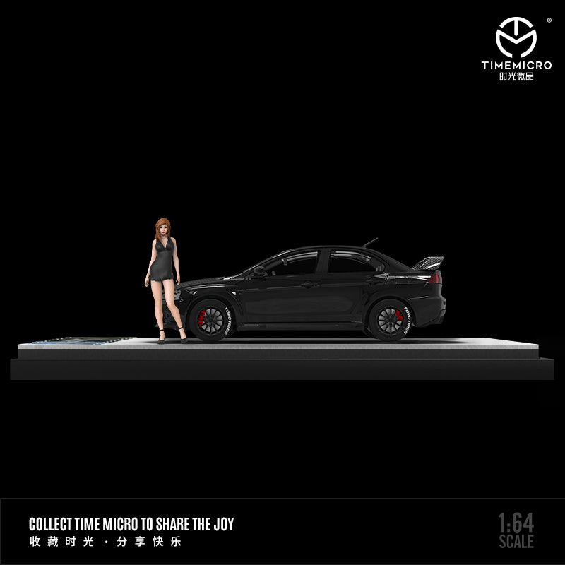 Time Micro 1/64 Mitsubishi Lancer Evolution X Evo 10 Black with model girl miniature figure