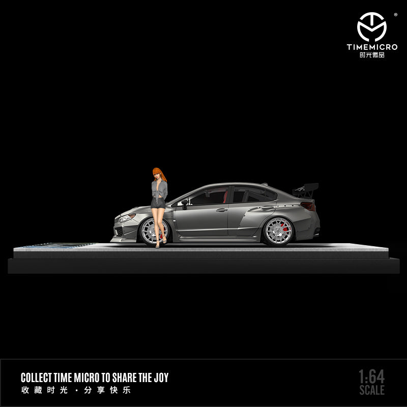 Time Micro 1/64 Subaru WRX STI Metallic Silver with racing girl figure