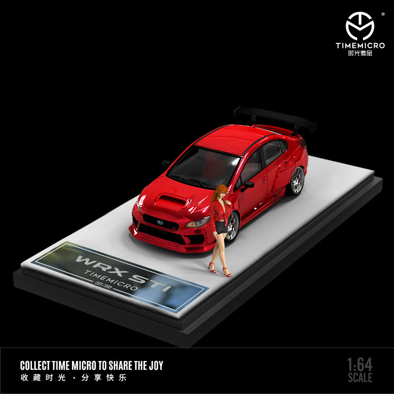 Time Micro 1/64 Subaru WRX STI Transparent Red with racing girl figure