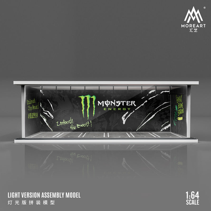 MoreArt 1/64 Car Park Garage Diorama with LED Light- Monster Energy Edition