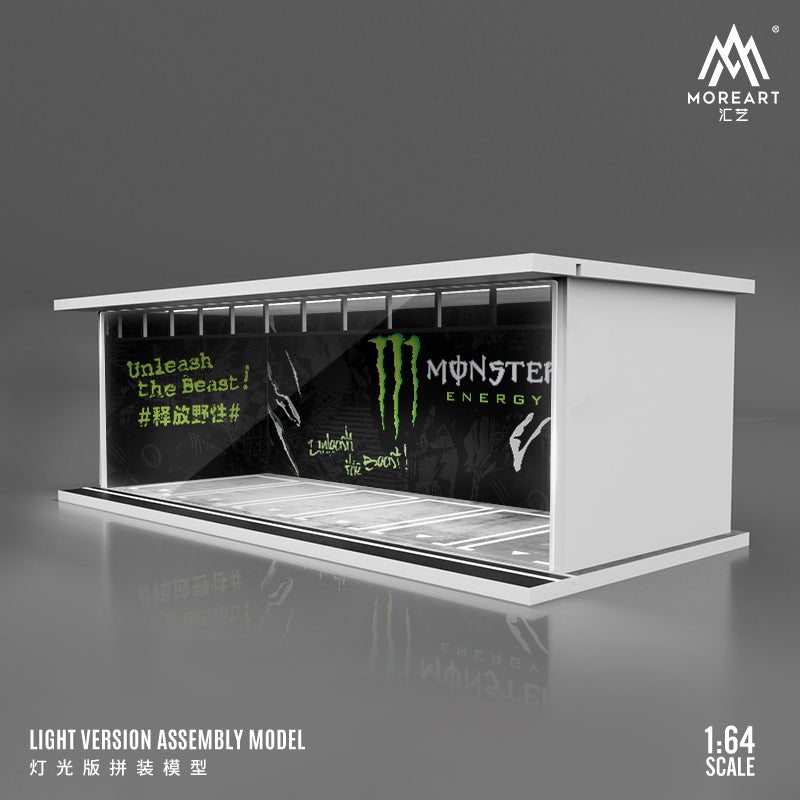 MoreArt 1/64 Car Park Garage Diorama with LED Light- Monster Energy Edition