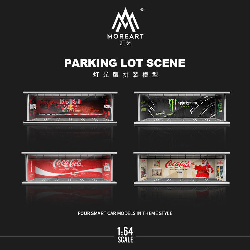 MoreArt 1/64 Car Park Garage Diorama with LED Light- Red Bull Edition