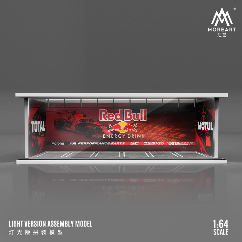 MoreArt 1/64 Car Park Garage Diorama with LED Light- Red Bull Edition