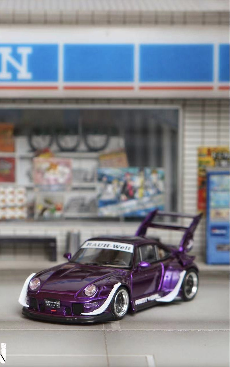 Street Weapon 1/64 Porsche RWB 993 Flash Purple High Tail Spoiler Edition (Option B)