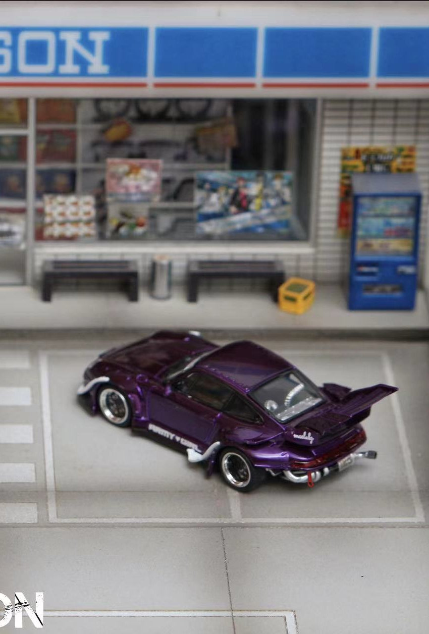 Street Weapon 1/64 Porsche RWB 993 Flash Purple High Tail Spoiler Edition (Option B)