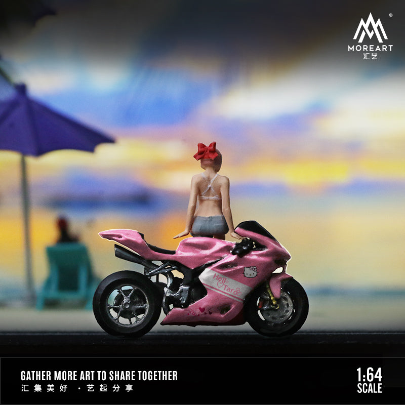 MoreArt 1:64 Hello Kitty Pink Motorcycle Girl Doll Set (1 Motorcycle + 1 Figure)