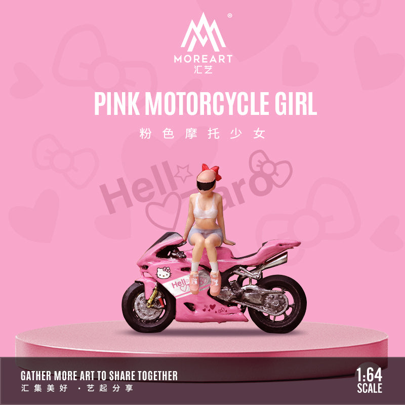 MoreArt 1:64 Hello Kitty Pink Motorcycle Girl Doll Set (1 Motorcycle + 1 Figure)