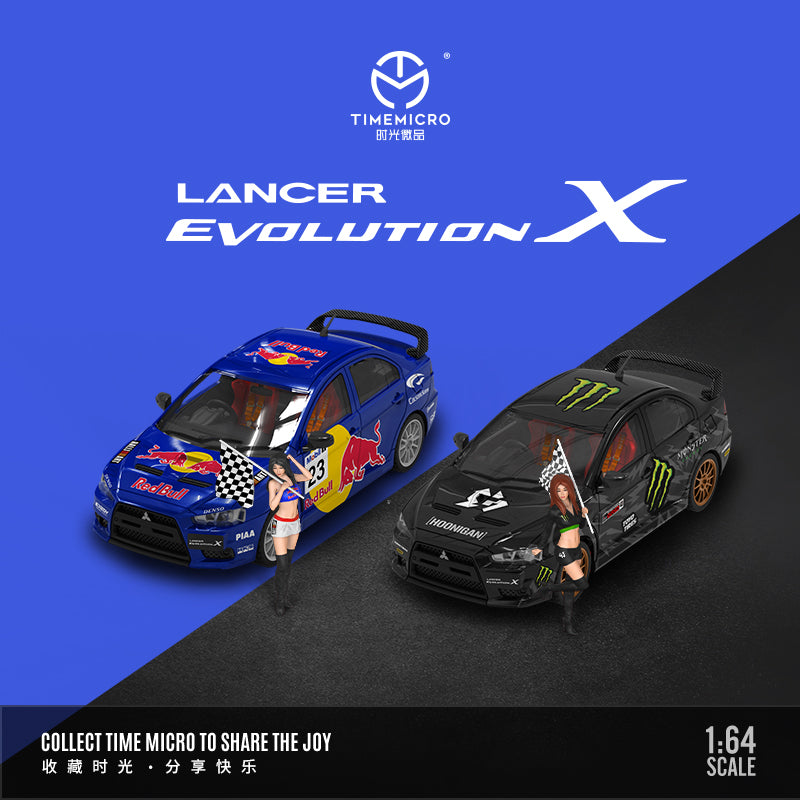 Time Micro 1/64 Mitsubishi Lancer Evolution X Evo 10 Red Bull Edition with Model Girl Figure