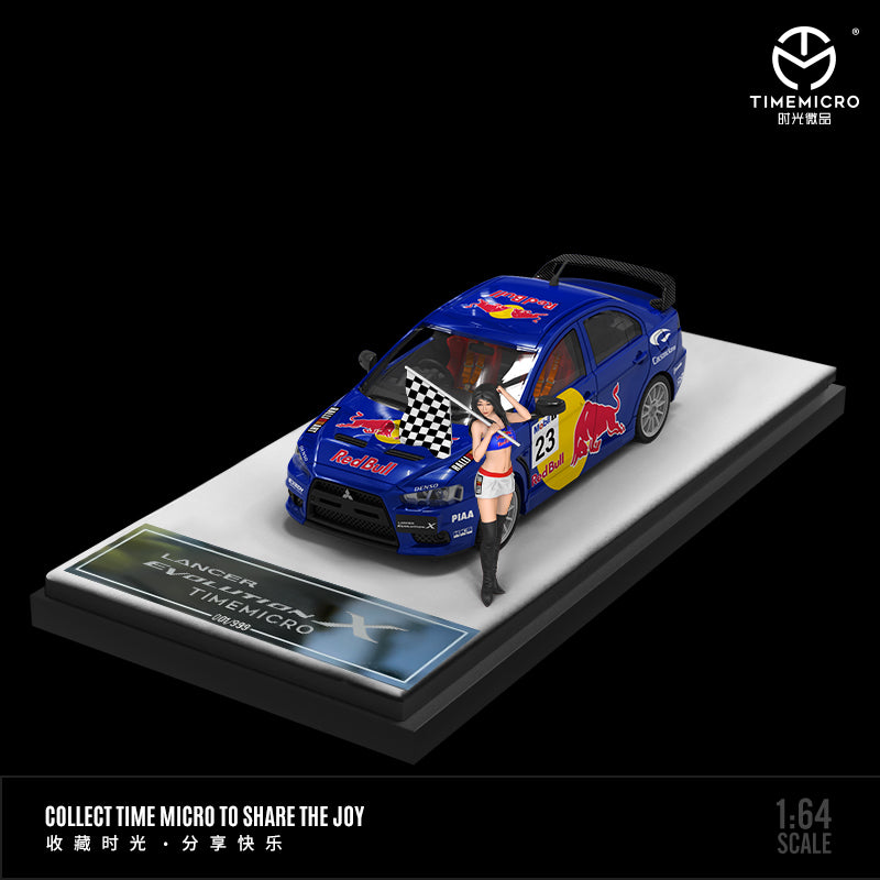 Time Micro 1/64 Mitsubishi Lancer Evolution X Evo 10 Red Bull Edition with Model Girl Figure