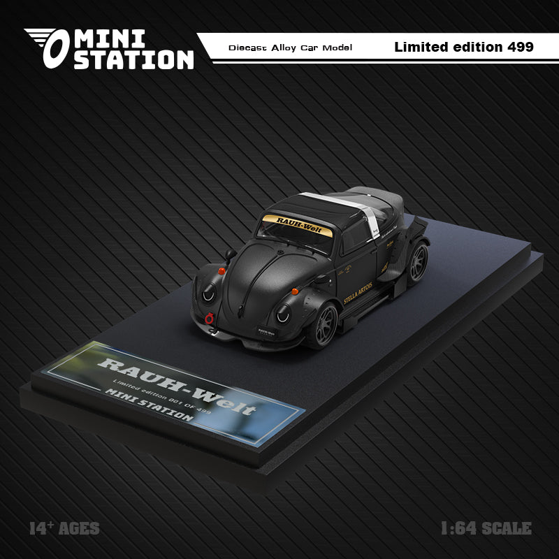 Mini Station 1/64 Volkswagen Beetle Tager Stella Artois Limited Edition Matt Black