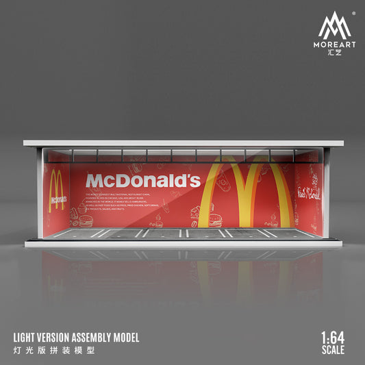 MoreArt 1/64 Parking Lot Scene Diorama with LED Light- Mcdonalds Edition