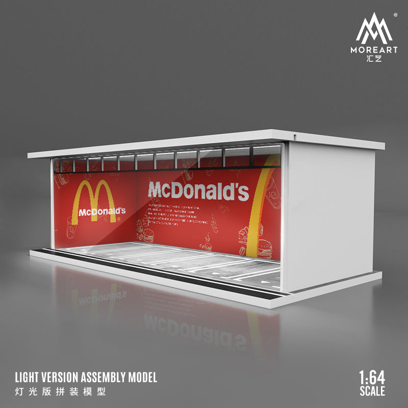 MoreArt 1/64 Parking Lot Scene Diorama with LED Light- Mcdonalds Edition