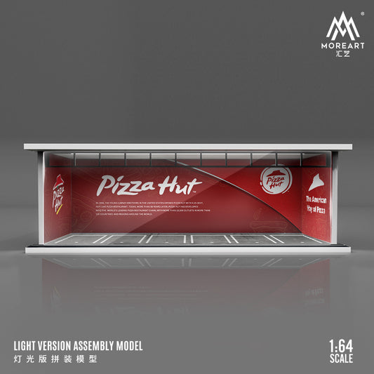 MoreArt 1/64 Parking Lot Scene Diorama with LED Light- Pizza Hut Edition