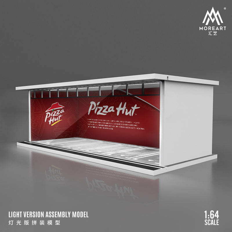 MoreArt 1/64 Parking Lot Scene Diorama with LED Light- Pizza Hut Edition