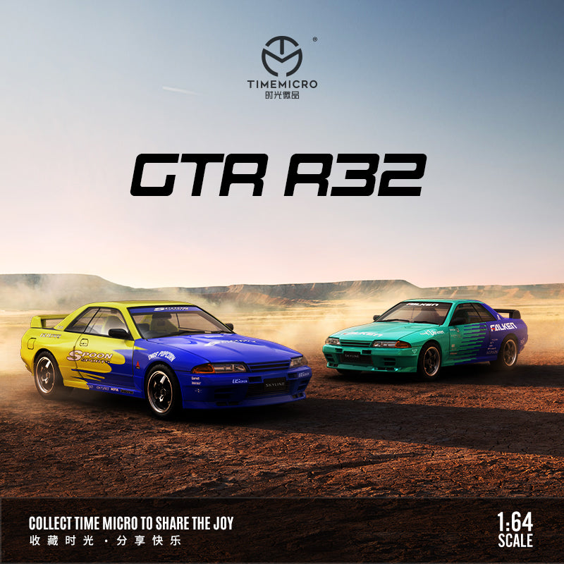 Time Micro 1/64 Nissan Skyline GT-R R32 Open Bonnet Engine Hood -Spoon Edition with Model Girl Figure