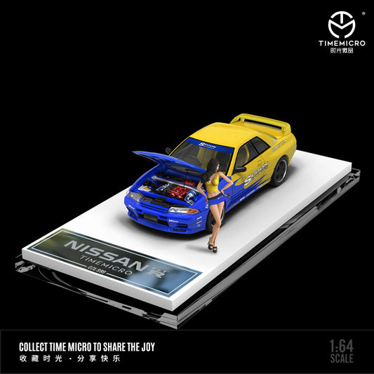 Time Micro 1/64 Nissan Skyline GT-R R32 Open Bonnet Engine Hood -Spoon Edition with Model Girl Figure