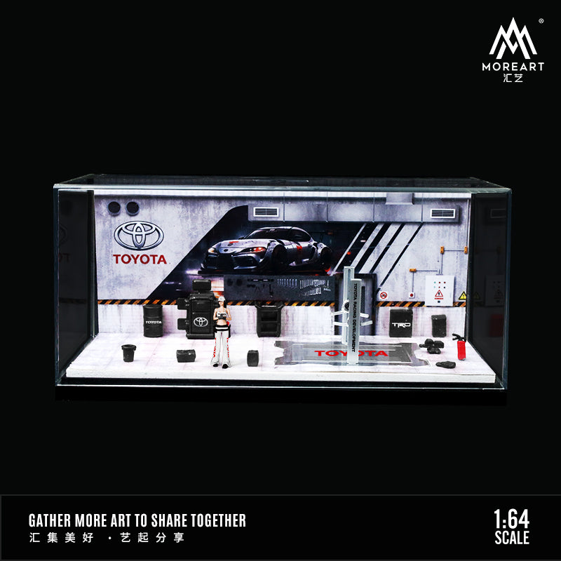 MoreArt 1/64 Automobile Repair Workshop Garage Diorama with Tools and Figure Set- Toyota Edition