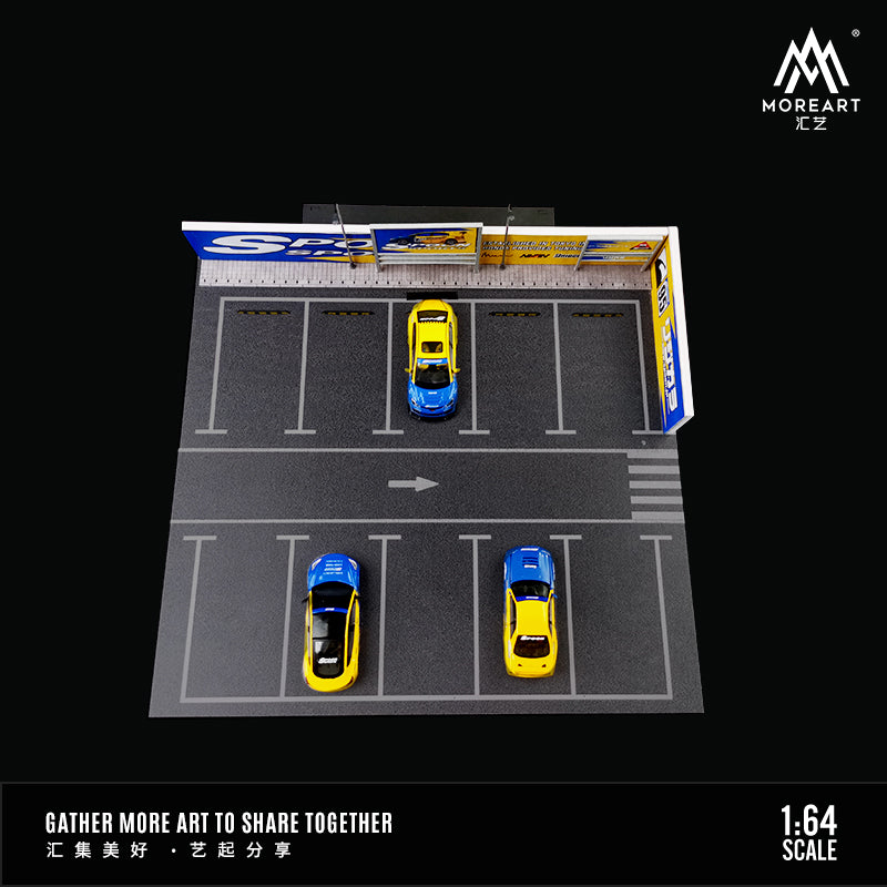 MoreArt 1/64 Car Park Parking Lot Scene Outdoor Diorama with LED Light- Spoon Edition