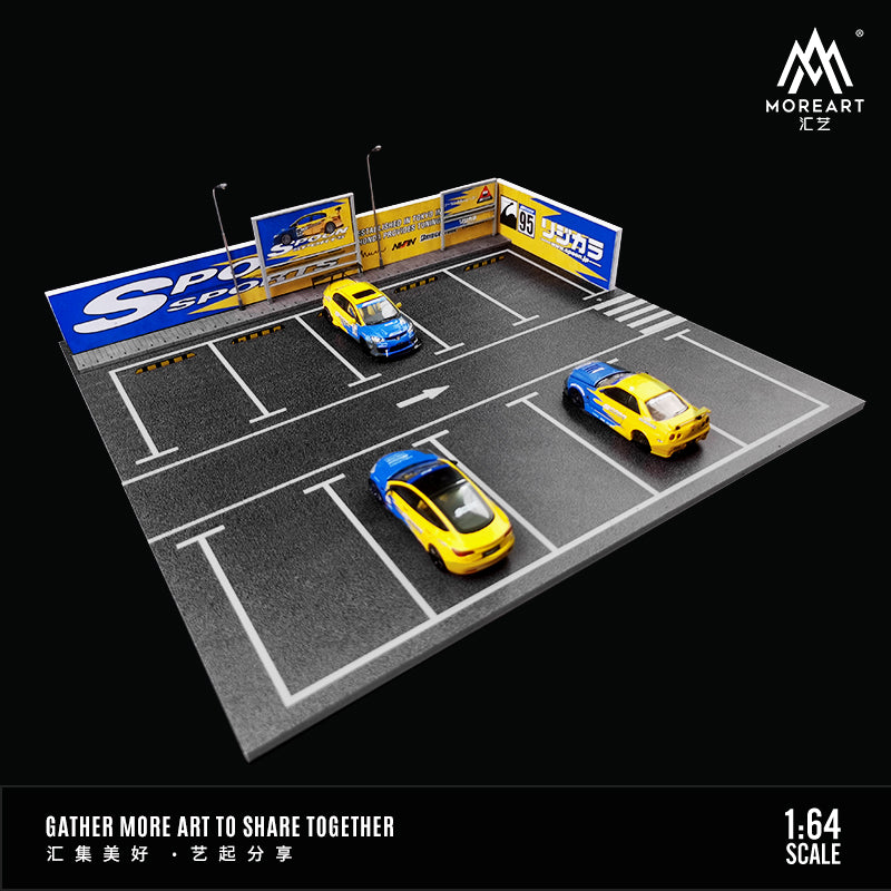 MoreArt 1/64 Car Park Parking Lot Scene Outdoor Diorama with LED Light- Spoon Edition