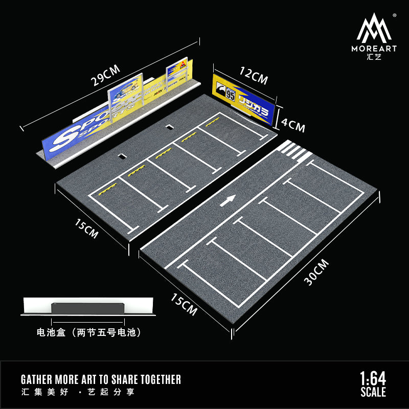 MoreArt 1/64 Car Park Parking Lot Scene Outdoor Diorama with LED Light- Spoon Edition