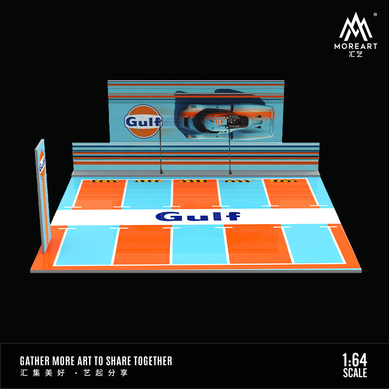MoreArt 1/64 Car Park Parking Lot Scene Outdoor Diorama with LED Light- Gulf Edition
