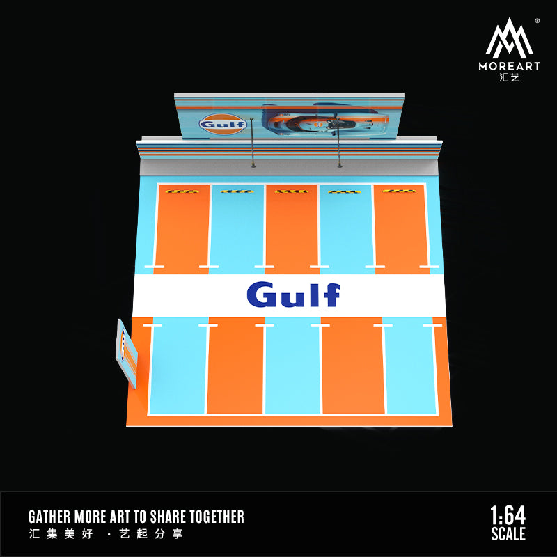 MoreArt 1/64 Car Park Parking Lot Scene Outdoor Diorama with LED Light- Gulf Edition