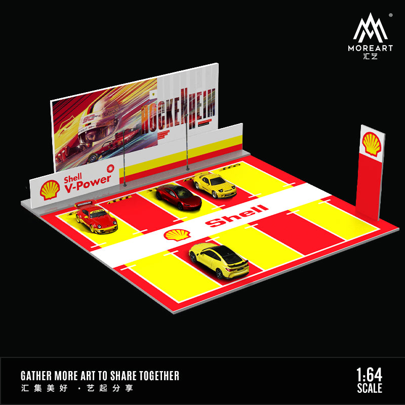 MoreArt 1/64 Car Park Parking Lot Scene Outdoor Diorama with LED Light- Shell Edition