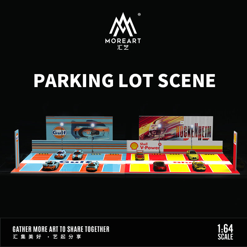 MoreArt 1/64 Car Park Parking Lot Scene Outdoor Diorama with LED Light- Shell Edition