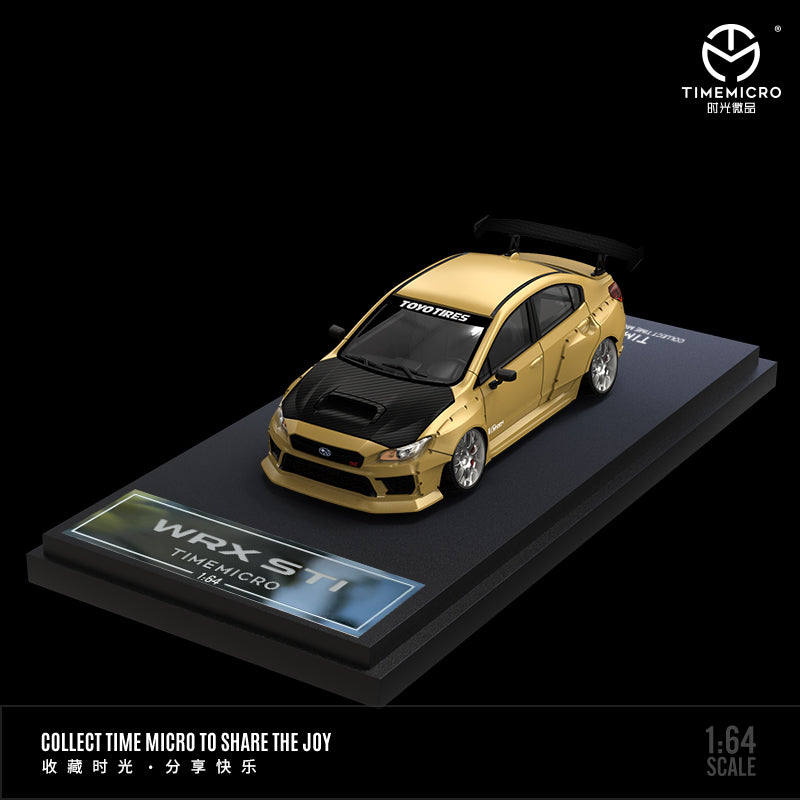 Time Micro 1:64 Subaru WRX STI Gold with Black Carbon Hood