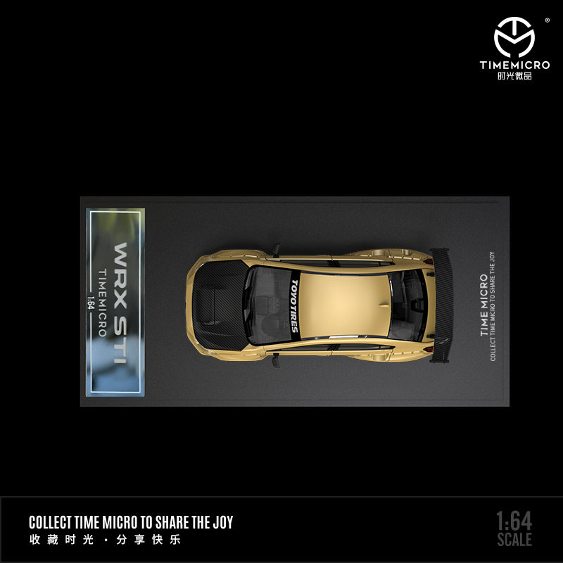 Time Micro 1:64 Subaru WRX STI Gold with Black Carbon Hood