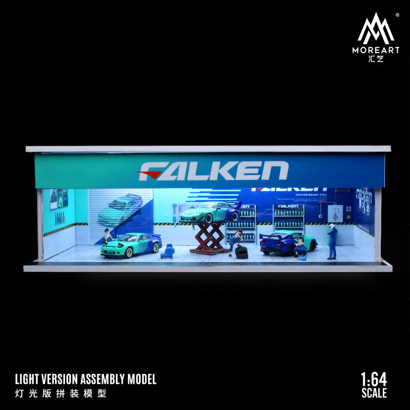 MoreArt 1/64 Maintenance Workshop Scene Diorama with LED Light- Falken Edition