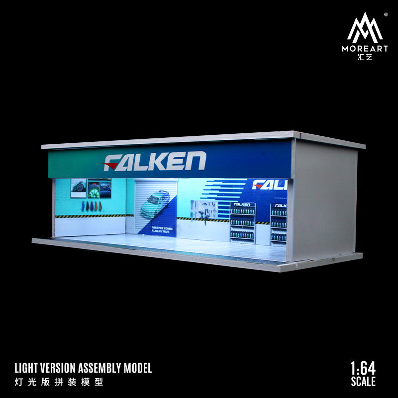 MoreArt 1/64 Maintenance Workshop Scene Diorama with LED Light- Falken Edition
