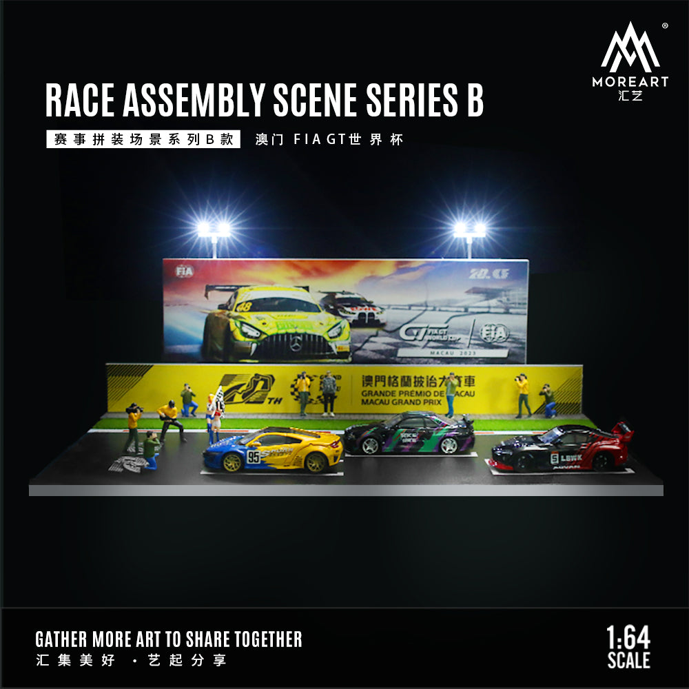 MoreArt 1:64 Race Event Assembly Scene Macau FIA GT Grand Prix LED Light Diorama