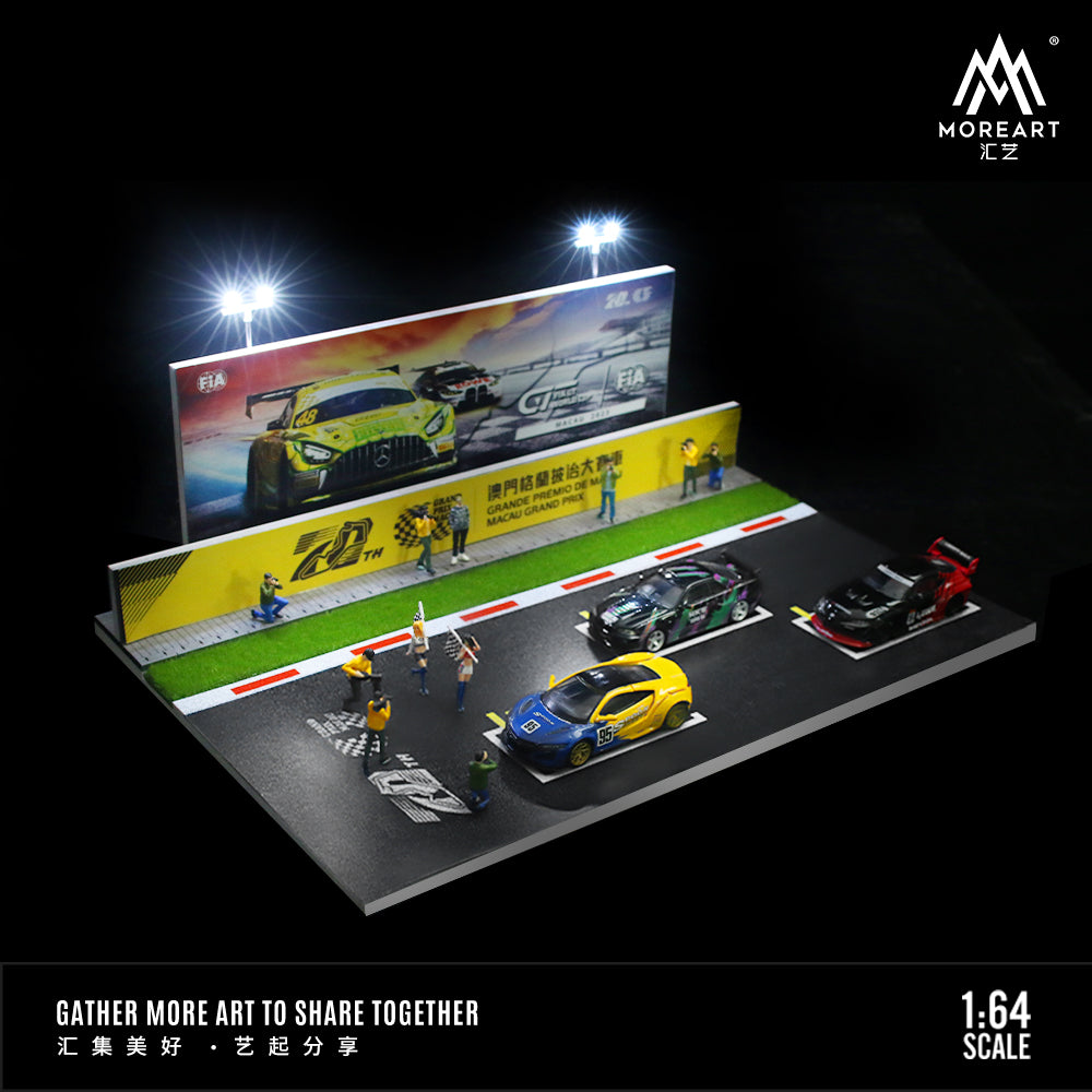 MoreArt 1:64 Race Event Assembly Scene Macau FIA GT Grand Prix LED Light Diorama