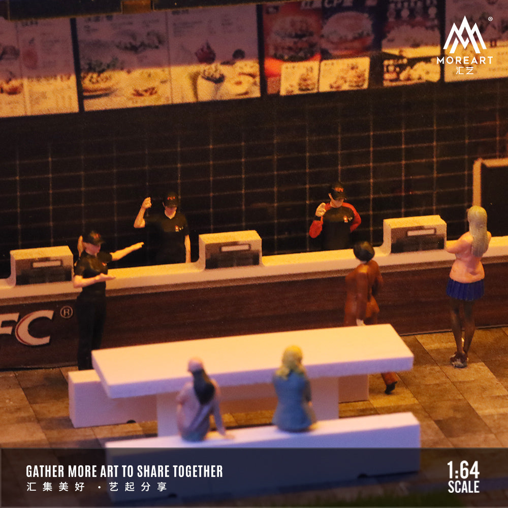 MoreArt 1:64 KFC Restaurant Parking Scene LED Light Diorama with Parking Lot